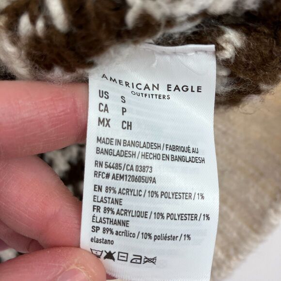 American Eagle Oversized Cropped Knit Fair Isle Cardigan Sweater, sz S cabincore - Picture 4 of 8